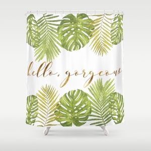 Society6 Hello Gorgeous Palm Leaves Shower Curtain